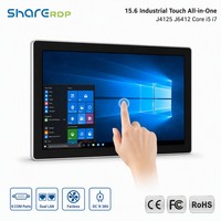 Sharerdp, OEM personnalisé, vente en gros, ordinateur tout-en-un industriel sans ventilateur, écran tactile 15,6 pouces, J4125 J6412, 6 ports COM, double LAN