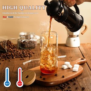 Verre en forme de canette de soda transparente de 350 ml, 480 ml, 12 oz, 16 oz avec couvercle et paille - Product Image 2