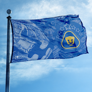 Bandera del Equipo Pumas UNAM, Pancarta del Club de Fútbol Azul y Amarillo con Logotipo, Decoración Deportiva de Poliéster para Colgar en Interiores y Exteriores - Product Image 1