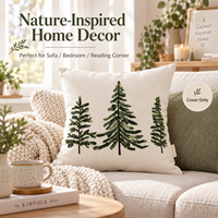 Housse de coussin décorative pour canapé avec motif d'arbre brodé sur mesure et surpiqûres soignées
