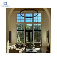 Ventanas de Aluminio Estilo Vintage de Cobre, Fabricadas en China, con Marco de Hierro Arqueado Personalizado, Acristalamiento Personalizado Negro