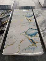 Panneau mural décoratif en PVC brillant MORLENX, agate bleu or, marbre UV, pour la décoration intérieure d'hôtels et de villas