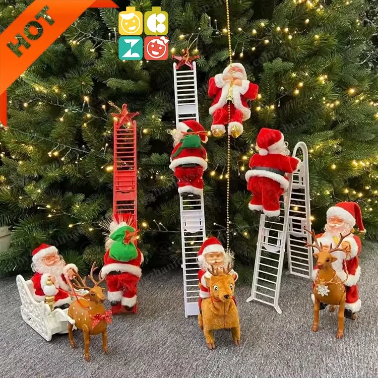 Новое поступление, Рождественская игрушка Санта-Клауса, электрическая игрушка, Санта-Клаус, поднимается по лестнице, рождественский подарок, кукла, игрушка