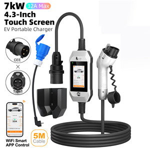 Feyree Type1 7 kW 110V <b>Charging</b> Kit 4.3 Inch Touch Display Plug and Play Multiple Protection Portable EV charger with Adapter - Product Image 1