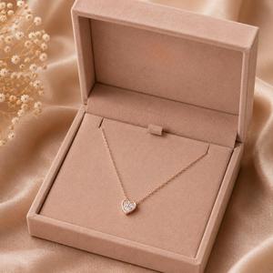 Collier avec pendentif en forme de cœur en or jaune 18 carats, chaîne délicate, charme en forme de cœur minimaliste avec diamants, bijoux fins, cadeau pour femmes, chaîne élégante - Product Image 3