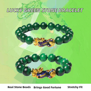 Pulsera de Jade Verde Elástica de la Suerte al por Mayor, Brazalete de Cuentas de Jade, Feng Shui Pixiu Piyao para Hombre, Moderno - Product Image 2