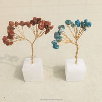 Precio de fábrica Crystal Lucky Fortune Money Tree Selenite Cube Base Hand Craft Amethyst Lucky Tree Mini Size Citrine Tree para regalo