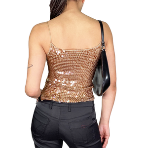 <strong>Shiny</strong> Women's Crochet <strong>Tops</strong>, Sexy and Breathable Vests, Customizable Summer Form-fitting Sequined Short Casual <strong>Tops</strong> - Product Image 6