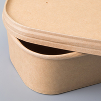Bols à salade en papier carrés biodégradables à emporter en gros bol en papier rectangle kraft brun bol en papier rectangle jetable
