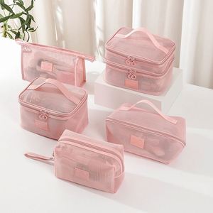 Bolsas de Cosméticos Transpirables con Cierre, Organizador de Maquillaje Ligero de Viaje, Bolsa de Aseo con Asa - Product Image 2