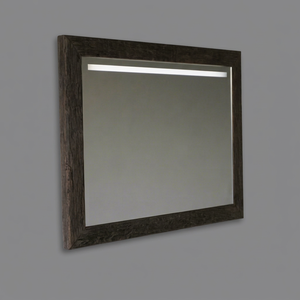 Miroir mural en chêne rustique avec cadre en bois éclairé, rectangulaire, pour salle de bain, chambre, couloir, décoration intérieure - Product Image 1