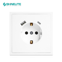 SHINELITE prix usine nouvelle conception 80*80mm taille EU 2 Gang 1 voie interrupteur mural électrique or noir blanc gris avec lumière LED