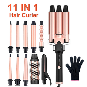 Outils de coiffure multifonctions professionnels pour salon, fer à boucler à fûts interchangeables en céramique, ensemble de boucleurs pour cheveux - Product Image 1