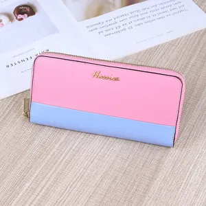 High Quality Factory Supplier Pink Cluth Purse Bubblegum Long Zipper Womens Leather Sublimation Wallet