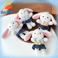Porte-clés en peluche lapin cerise Kawaii de 4 pouces, mini animal en peluche, breloque de sac, jouets en peluche avec sangle en silicone, en stock