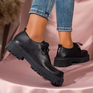 Chaussures en cuir professionnelles à talon épais de style britannique pour femme, nouvelle collection automne, rétro à lacets - Product Image 3