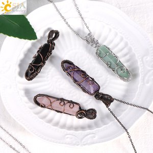 <span class=keywords><strong>CSJA</strong></span> Hexagonal Pierre Naturelle Pendentif Collier À La Main Fil Wrap Oeil De Tigre Cristal En Acier Inoxydable Chaîne Colliers Bijoux H569 - Product Image 3