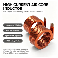 Inducteur à noyau d'air à fil de cuivre plat haute intensité, bobine à enroulement en cuivre pur DIP, tolérance 10%, température de fonctionnement -20-125°C