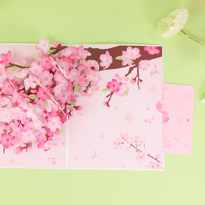 Carte de vœux 3D <span class=keywords><strong>pop</strong></span>-up en forme de fleur de cerisier, faite à la main, en papier découpé, pour la fête des mères, anniversaire de maman, cadeau d'anniversaire - Product Image 4