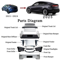 Kit de pare-chocs avant style 2025 pour Tesla Model Y 2020-2024, installation non destructive, kit carrosserie, accessoires extérieurs