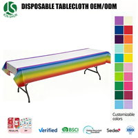 Nappe en PEVA blanche et arc-en-ciel, 54 x 108 pouces, imperméable, jetable, rectangulaire, en plastique, pour cocktail