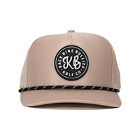 Casquette de baseball de sport personnalisée en popeline dobby couleur or rose, 5 panneaux, avec étiquette adhésive perforée au laser, pour le golf et les sports