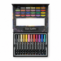 24 Couleurs – Marqueurs Acryliques Métalliques et Basiques – Peinture Acrylique Liquide – Pointe Pinceau Souple – Coffret Cadeau pour Art sur Roche, Toile, Bricolage et Artisanat