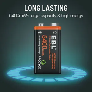 Batterie rechargeable 600mah 9V Batterie USB 9V Batteries rechargeables au lithium-ion rechargeables Usb