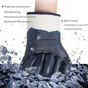 Gants de protection professionnels robustes en nitrile bleu/NBR, imperméables, pour le transport pétrochimique, les plateformes pétrolières, le forage, la sécurité au travail et la protection des travailleurs - Product Image 5