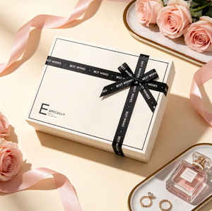 Elegante Caja de Regalo Rectangular Beige con Cinta de Satén Negra e Impresión de Eslogan para Cosméticos, Joyería, Envoltura de Regalos de San Valentín - Product Image 3