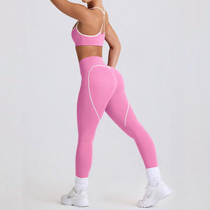 Completo Sportivo da <span class=keywords><strong>Donna</strong></span> per Fitness e Palestra, <span class=keywords><strong>Set</strong></span> Corto Senza Cuciture per <span class=keywords><strong>Yoga</strong></span>, Abbigliamento Attivo da Palestra - Product Image 4
