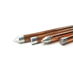 Stainless Steel Ground rod with driving spike and head, copper claded