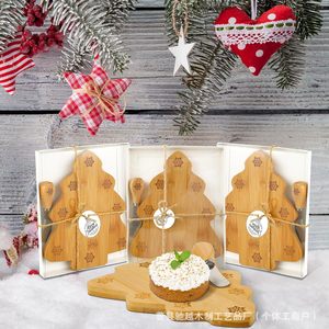 Bamboo Christmas tree, deli board, fruit <b>bread</b> and cheese plate, Christmas <b>knife</b> and fork cutting board, dried fruit and - Product Image 2