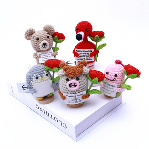 ตุ๊กตาหมีวาเลนไทน์ถักโครเชต์ทำมือจากขนสัตว์ ดีไซน์แปลกใหม่ สร้างสรรค์ ตลกขบขัน สำหรับตกแต่งในวันวาเลนไทน์ - Product Image 3