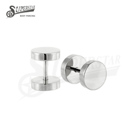 Boucles d'oreilles clous ronds et plats SUPERSTAR en acier inoxydable 316L hypoallergénique, polies à la main, pour piercing d'oreille