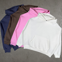 Sweat à capuche ample en molleton uni pour homme, style streetwear, épaules tombantes, hiver, 340G, épais et chaud