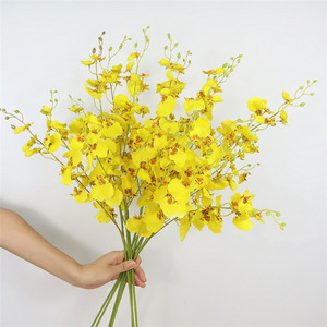 IFG nouveau design 3 Branches Orange brûlé <span class=keywords><strong>orchidée</strong></span> <span class=keywords><strong>Oncidium</strong></span> artificielle pour l'arrangement de mariage - Product Image 4