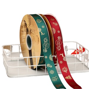 Pita Grosgrain Foil Satin Poliester Daur Ulang 100% Model LUOKAI 520 Grosir, Satu Sisi, Asal GUA untuk Pohon Natal dan Liburan - Product Image 4