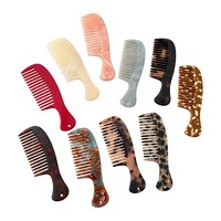 Peigne à dents larges en acétate, peigne de poche portable, peigne à cheveux en acétate de cellulose à imprimé rétro pour la vente en gros