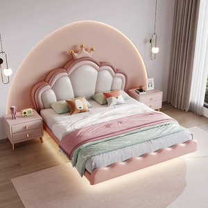 Letti imbottiti morbidi per camera da <span class=keywords><strong>letto</strong></span>, singoli, queen size, per bambini, matrimoniali, con telaio flottante, <span class=keywords><strong>rosa</strong></span>, design per adolescenti - Product Image 2