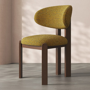 Sedia da Pranzo Moderna in Legno Massello Imbottita con Schienale Curvo, Sedia in Tessuto Nordica per Casa, Caffè, Ristorante, Hotel, Arredamento OEM ODM - Product Image 1