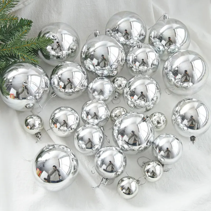3/4/6/8/10/15/20/25/30/40/50/60cm Xmas Large Plastic Christmas Ball Silver Red Gold Shatterproof Christmas Ball Tree Ornaments