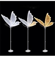 Lampe de sol au design unique en forme de papillon, décoration de table, support à fleurs en acrylique blanc pour mariage, support à fleurs en fer