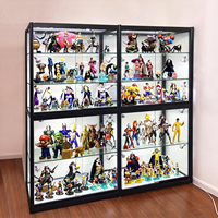 Vitrine de présentation pour figurines de collection avec éclairage LED, présentoir en verre pour figurines d'action, meuble de comptoir pour boîtes mystères, bijoux et jouets