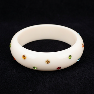 Boîte à bijoux ronde en résine avec strass colorés, faite à la main, technique de moulage unisexe - Product Image 1