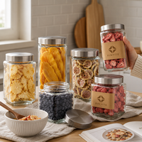Grand bocal de rangement en verre transparent avec couvercle en verre, récipient de cuisine hermétique en silicone pour farine, poudre de cacao, fournitures de pâtisserie