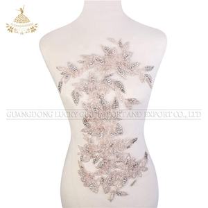 ชุดราตรีประดับด้วยลูกปัดสีชมพูประกายเพชรสำหรับ <span class=keywords><strong>DRA</strong></span>-028ผ้าปะติดพลอยเทียมสำหรับงานแต่งงาน - Product Image 1