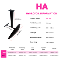 Hydrofoil en carbone et aluminium HA 900, 1184 cm², durable, haute résistance, sortie d'usine, planche de surf électrique, aile de surf AXIS