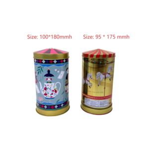 Caja de Almacenamiento de Bolsitas de Té en Forma de Cilindro, Impresa Flexográficamente y Lacada, de Hojalata, Apta para Alimentos, para Empaque de Regalos de Lujo Navideños - Product Image 4