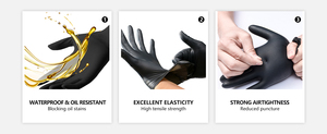 Gants en nitrile jetables imperméables de qualité supérieure, sans poudre, sans <span class=keywords><strong>latex</strong></span>, de couleur noire, pour la cuisine, 4 mils d'épaisseur - Product Image 2